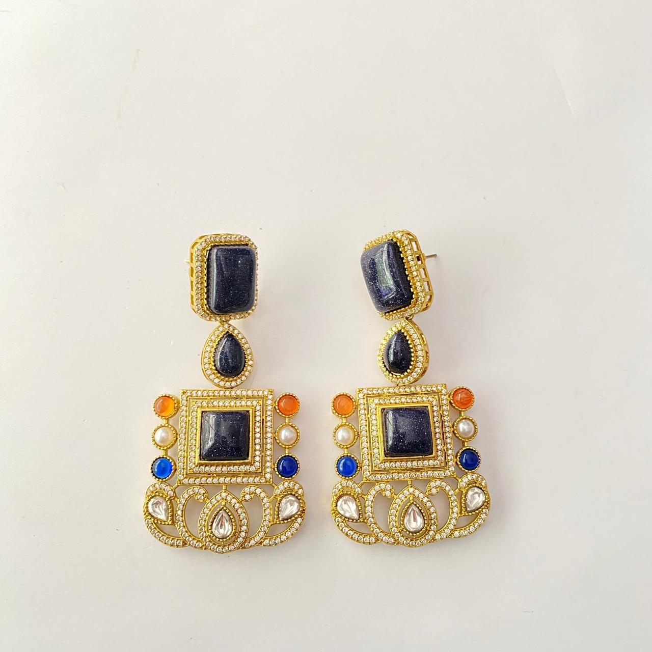 Blue Kundan Earring