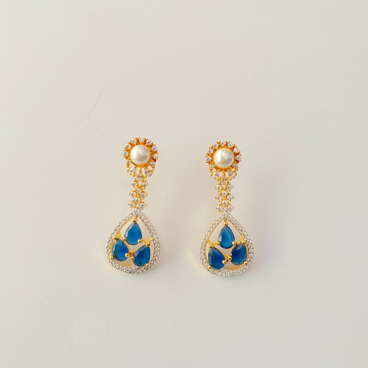 Blue Stone Gold Plated Earring