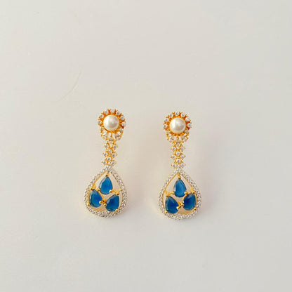 Blue Stone Gold Plated Earring