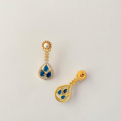 Blue Stone Gold Plated Earring