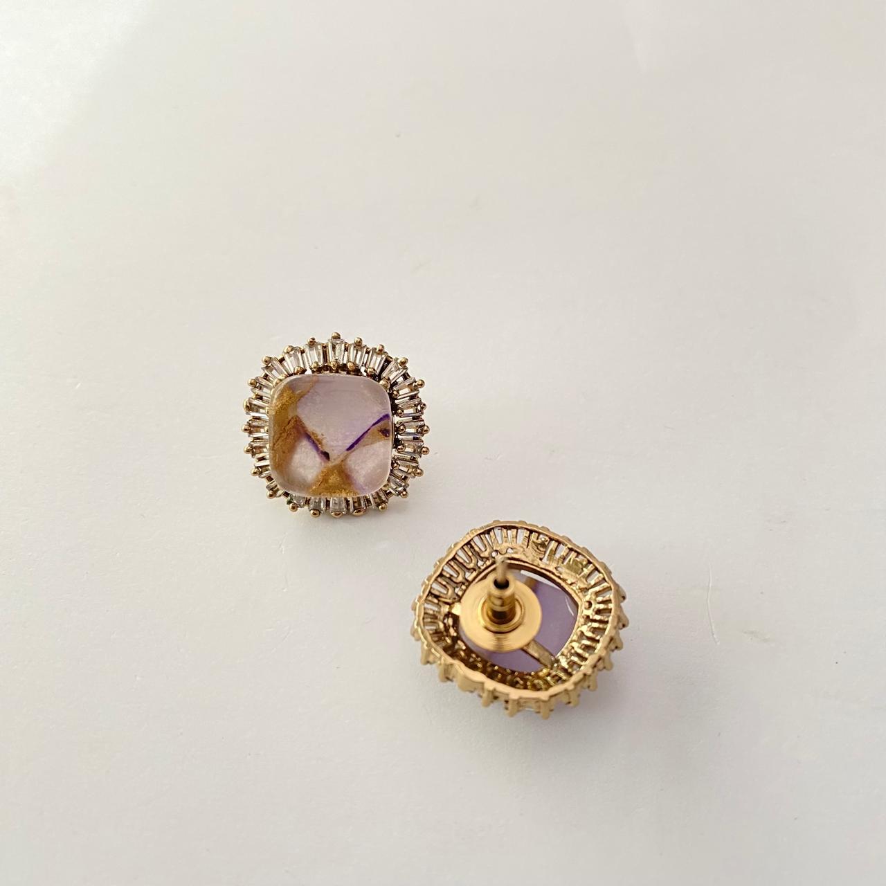 Amethyst Antique Polish Stud