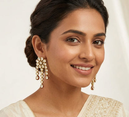 Kundan Gold Plated Hanging Earring