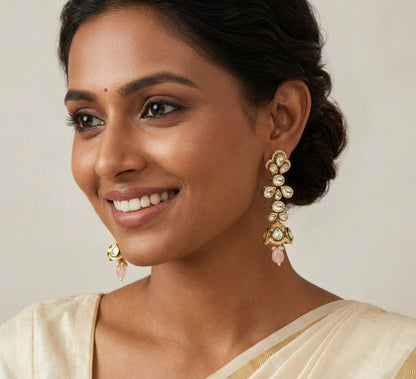 Kundan Gold Plated Drop Jhumka Design Earring