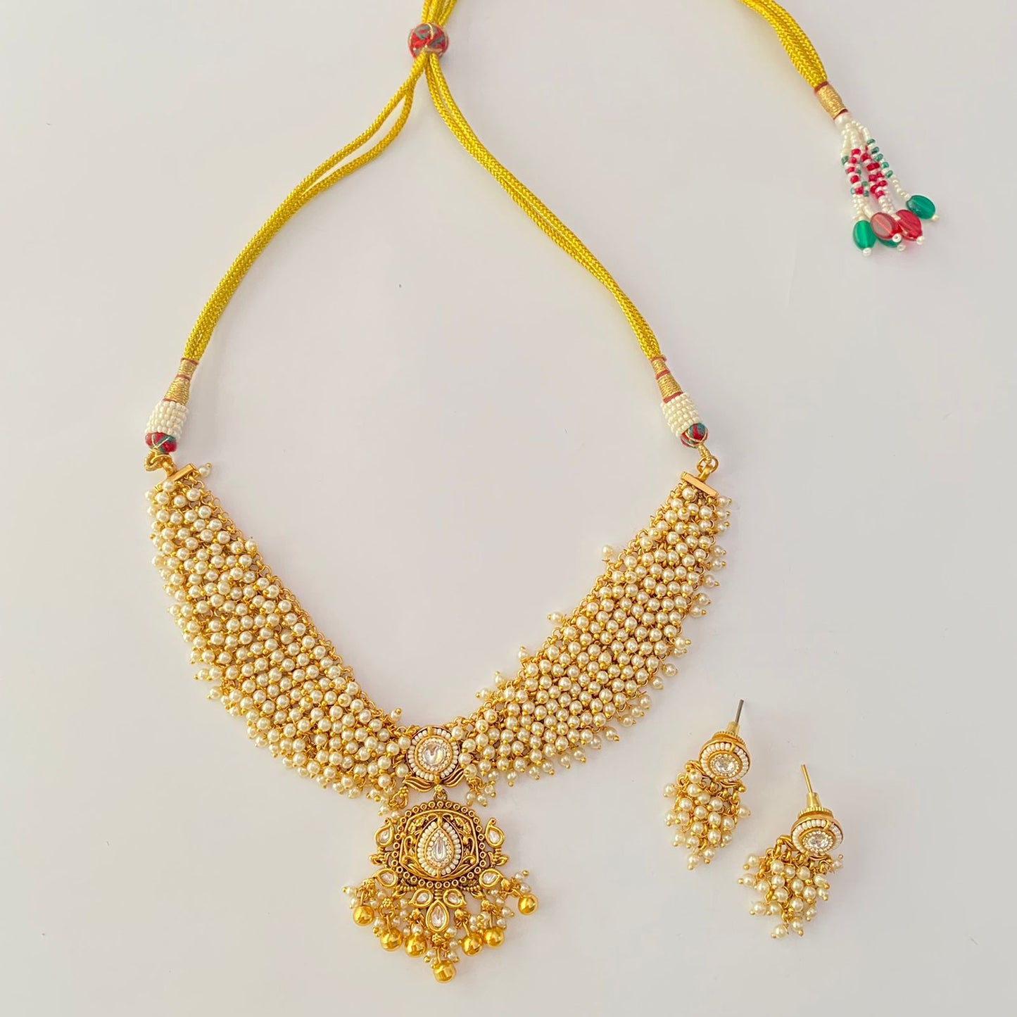 Gold Plated Pearl Necklace Set