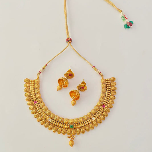 Gold Plated Temple Necklace Set