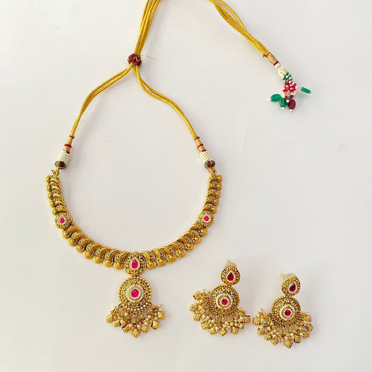 Ruby Gold Plated Necklace Set