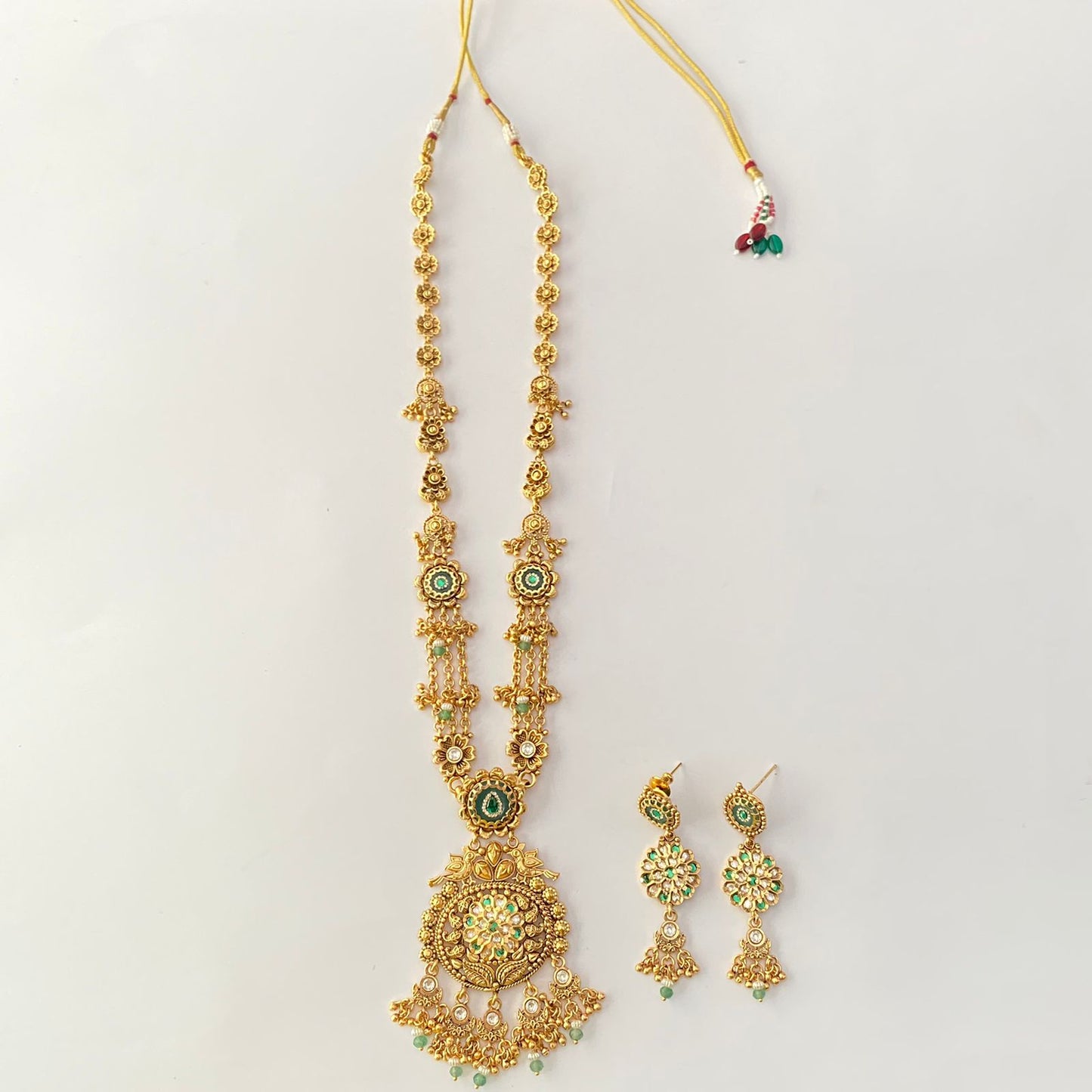 Antique Gold Plated Long Necklace Set