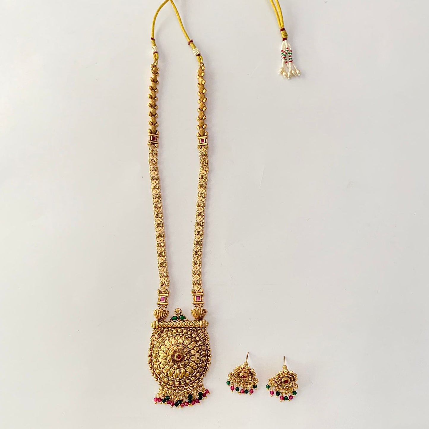 Long Antique Gold Plated Necklace Set