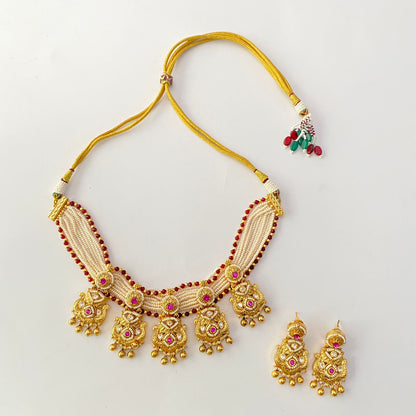 Gold Plated Ruby Necklace Set