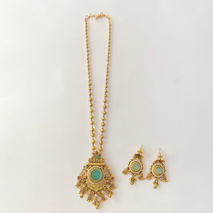 Long Antique Gold Plated Necklace Set