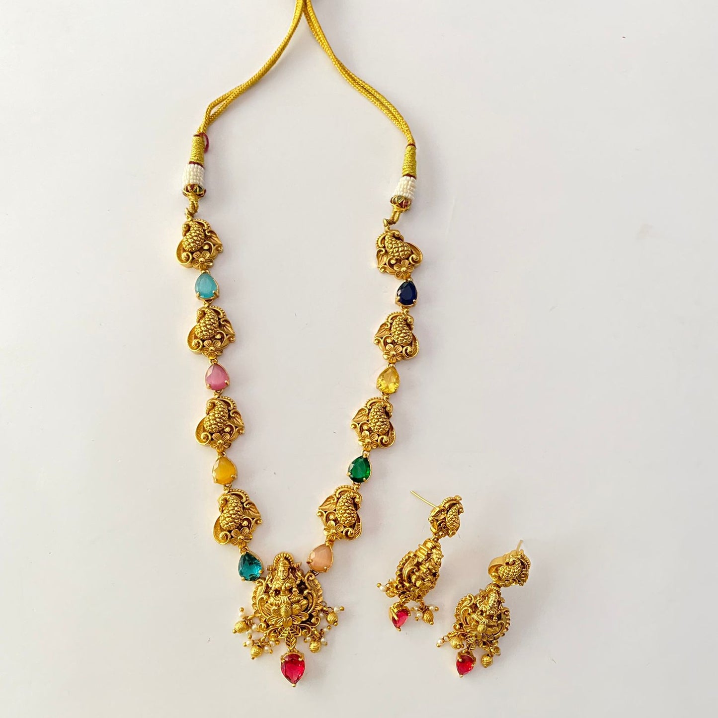 Antique Gold Plated Multi Laxmi Necklace Set