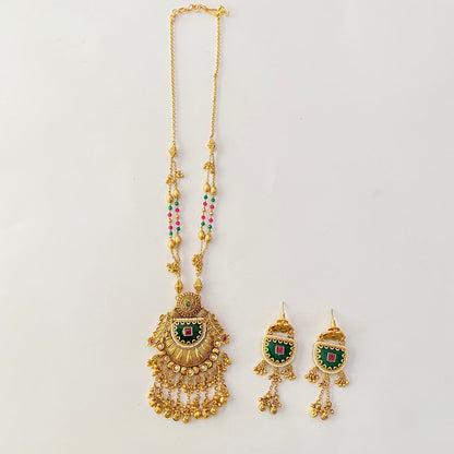 Green Long Necklace Set