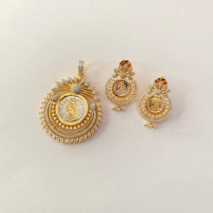 Gold Plated Gini  with diamond latest design Pendant Set