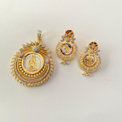 Gold Plated Gini  with diamond latest design Pendant Set