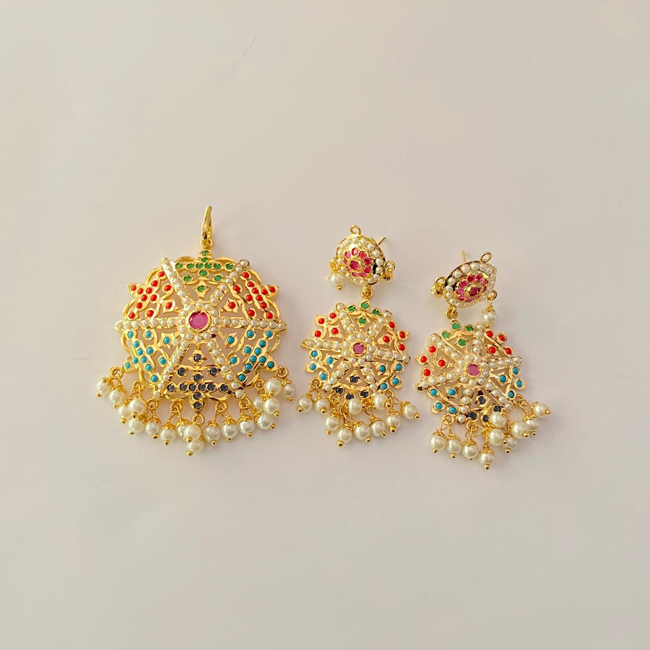 Jadau Gold Plated latest Pendant Set