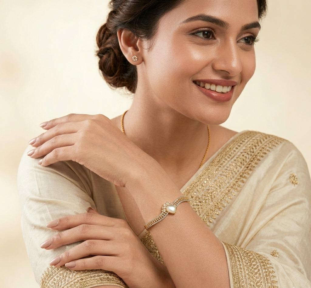 Pearl Gold Plated Diamond Bracelet