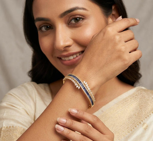Blue Stone Gold Plated Diamond Bracelet