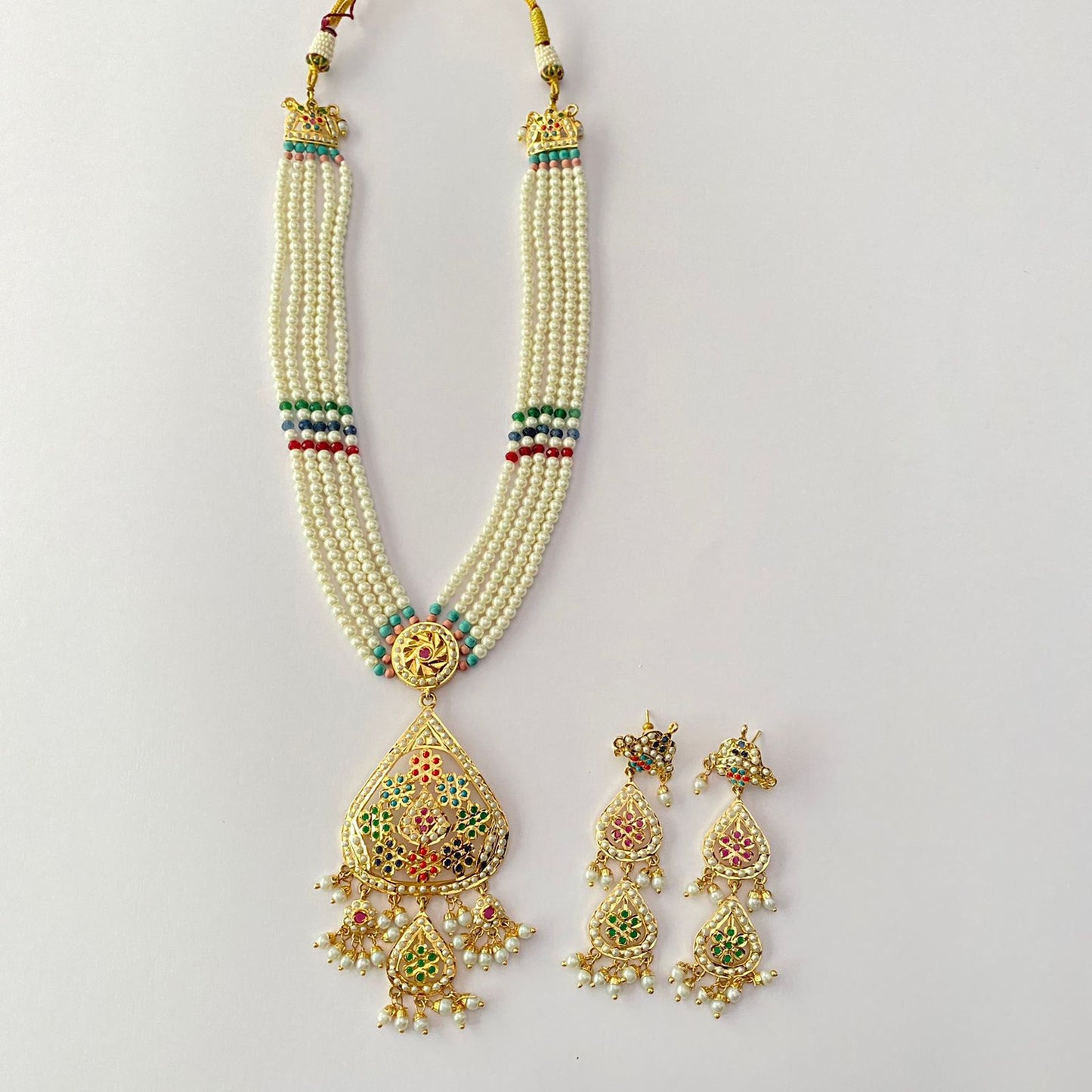 Multi Gold Plated Long Necklace Set
