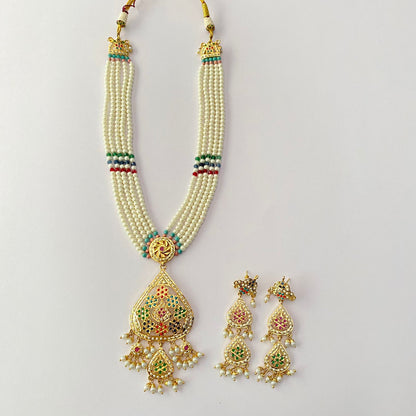 Multi Gold Plated Long Necklace Set
