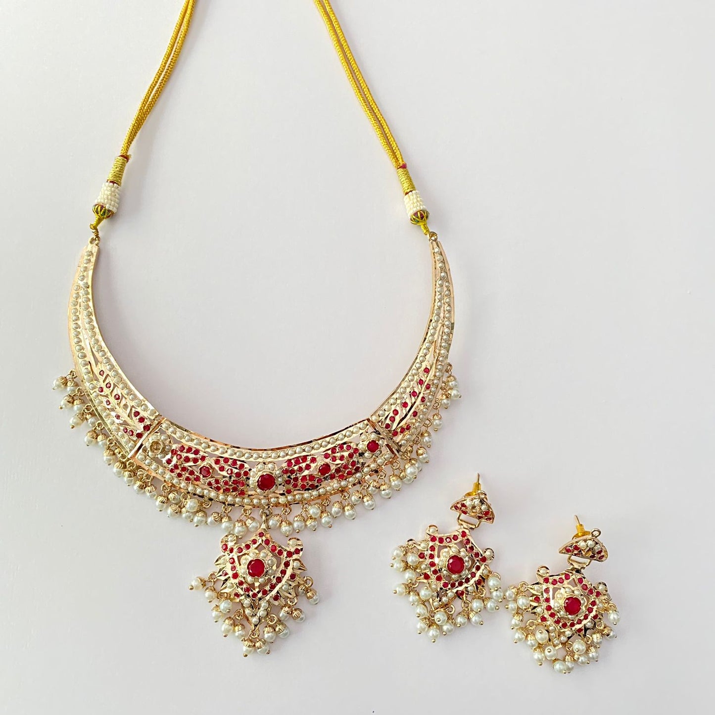 Ruby Pearl Jadau Necklace Set