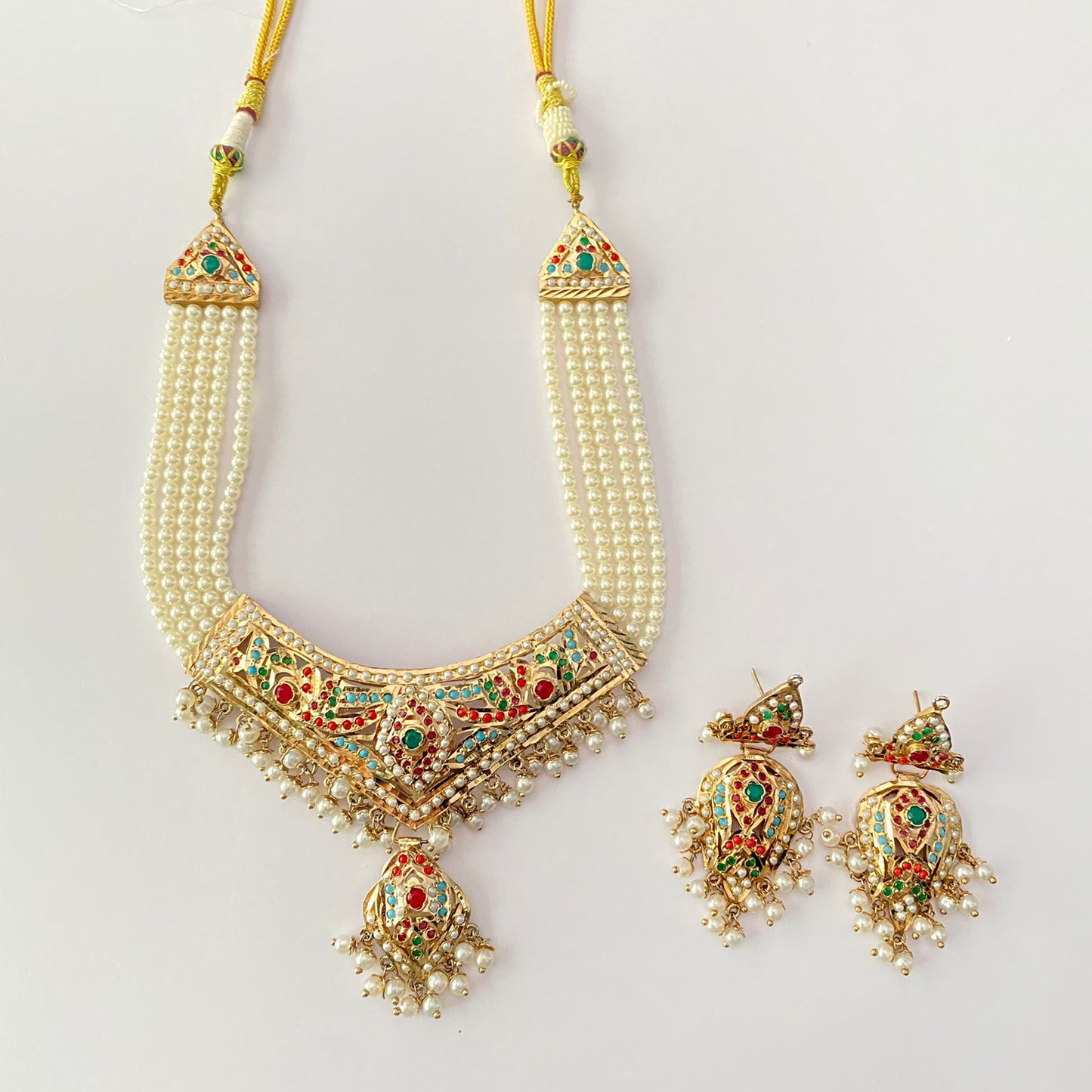 White Beads Multi Necklace Set