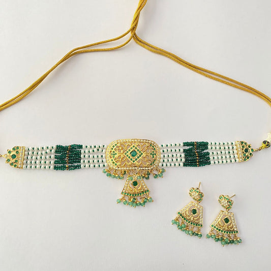 Gold Plated Green Choker Set