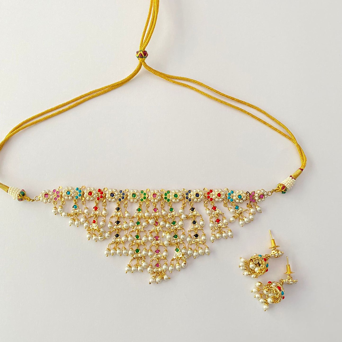 Gold Plated Multi Jadau Necklace Set