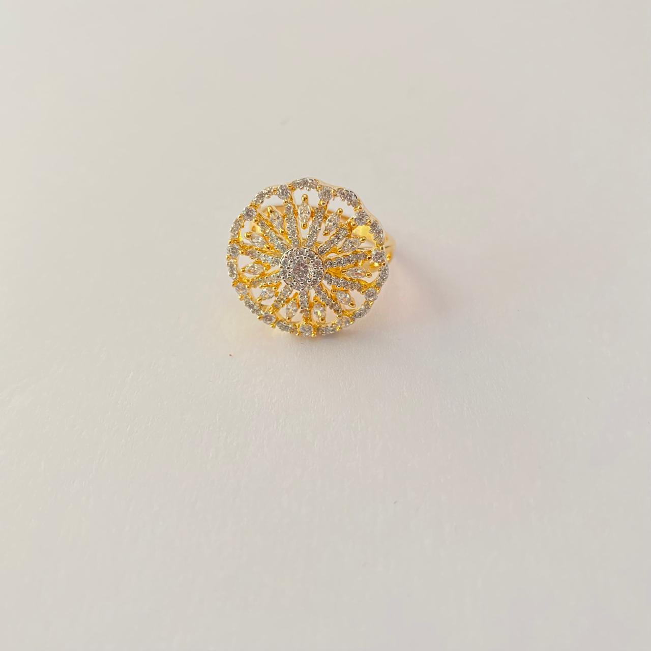 Floral Gold Plated Diamond Ring