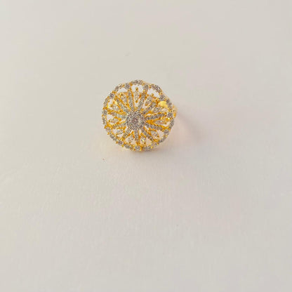 Floral Gold Plated Diamond Ring