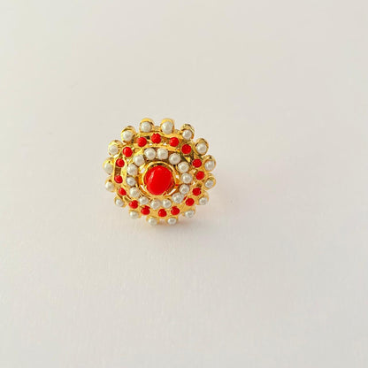 Ruby Gold Plated Jadau Ring