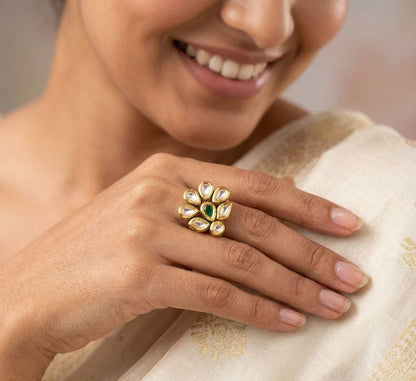 Emerald Gold Plated Ring