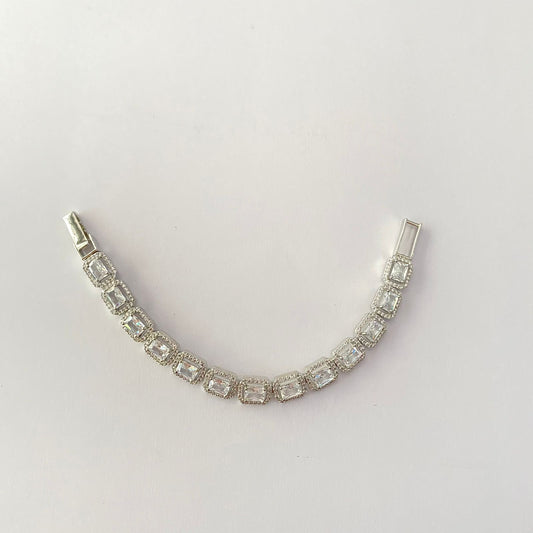 Silver Plated Square Shape Tennis Bracelet