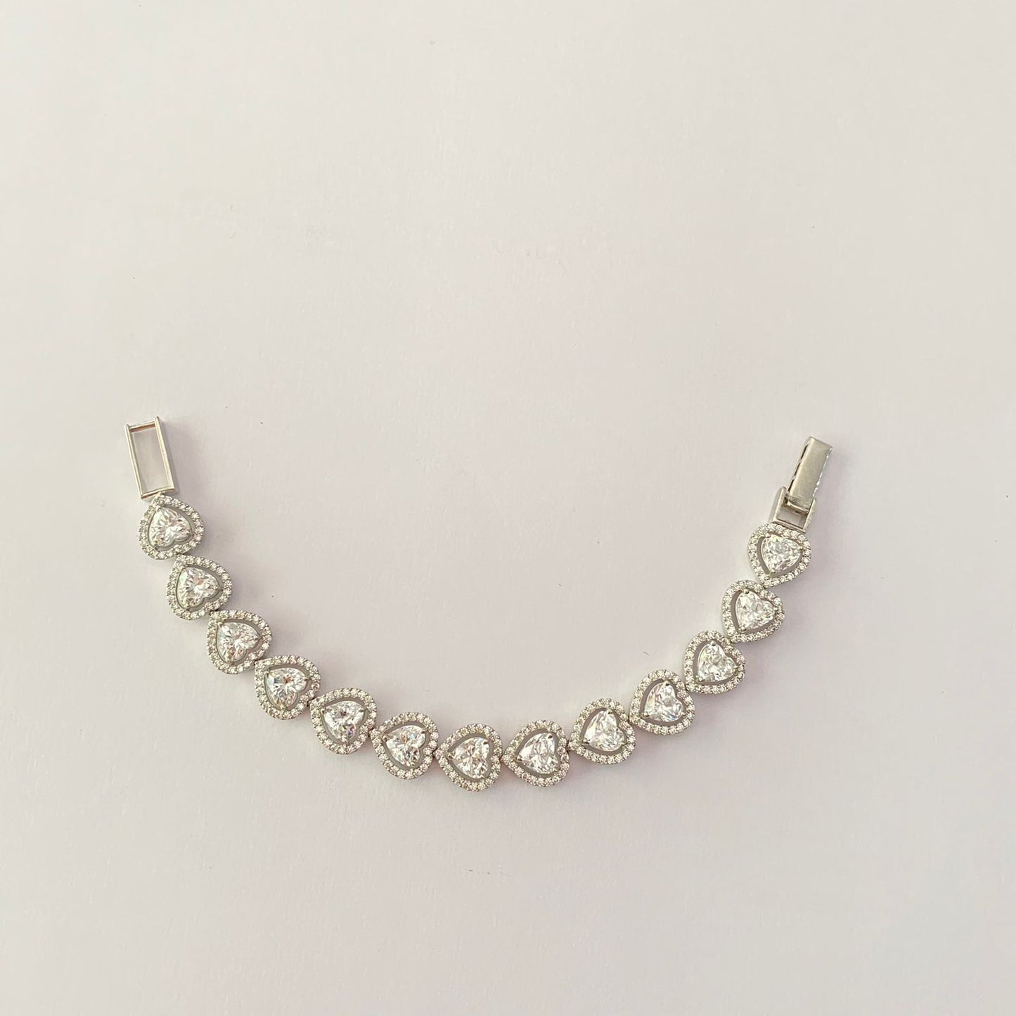 Silver Plated Heart Shape Diamond Bracelet