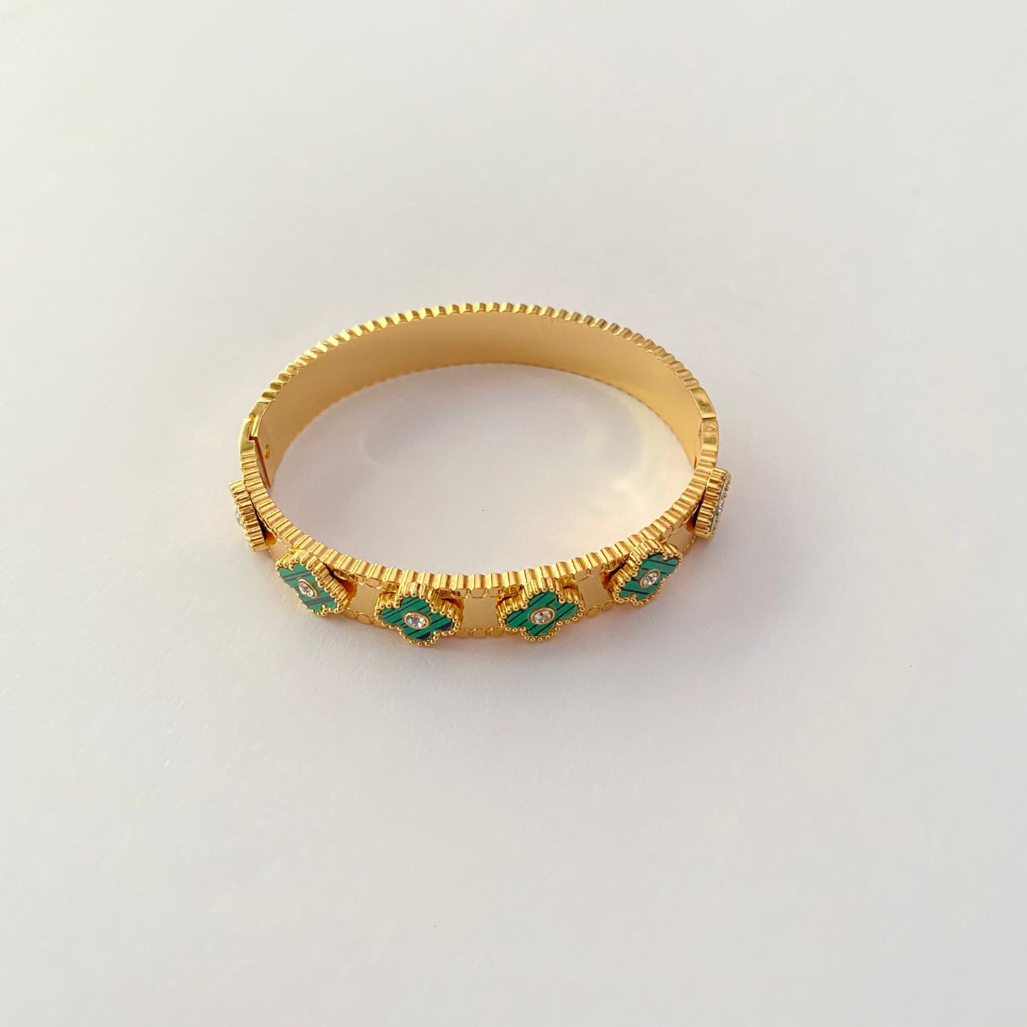 Gold Plated Green Sleek Bracelet