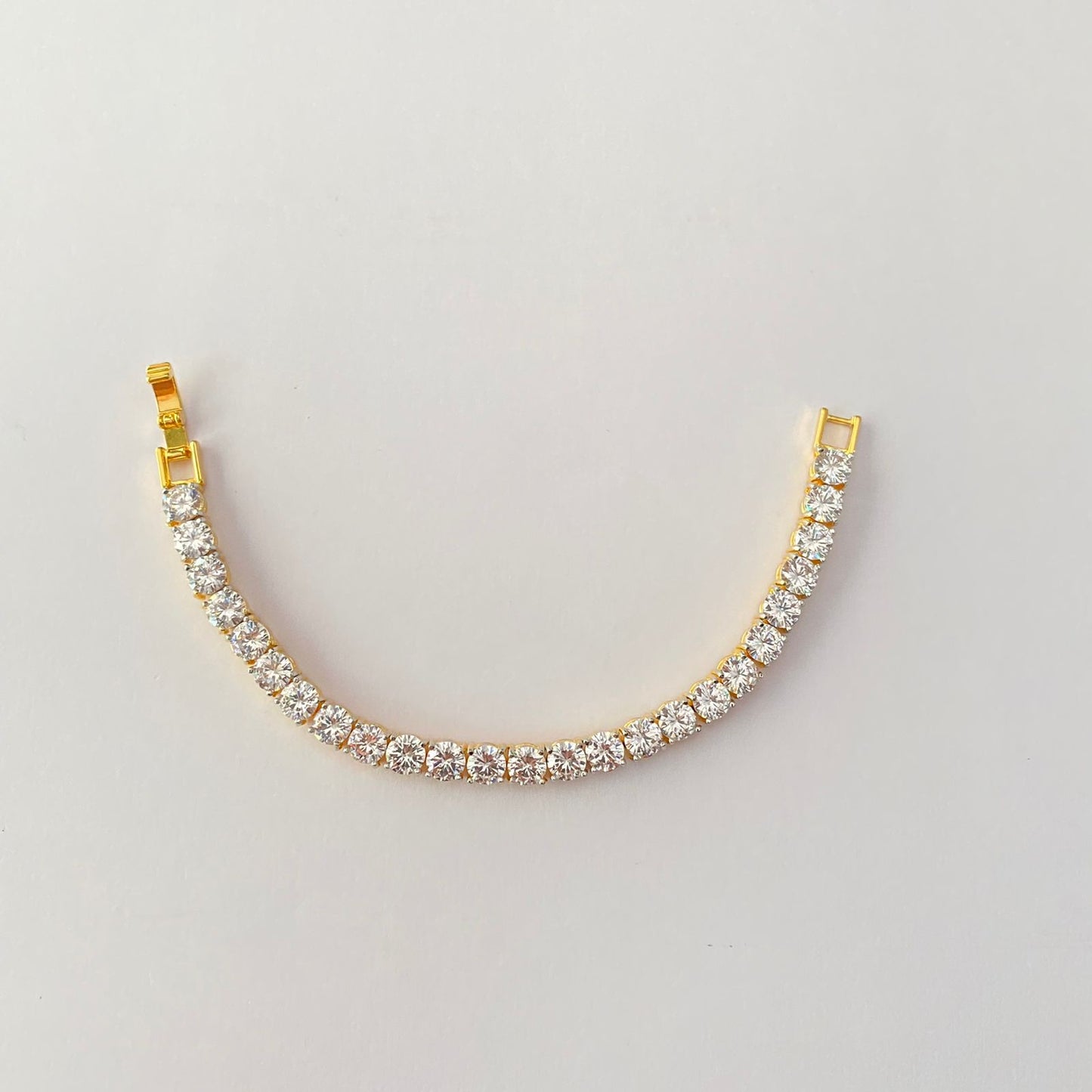 Gold Plated Single Stone Tennis Bracelet