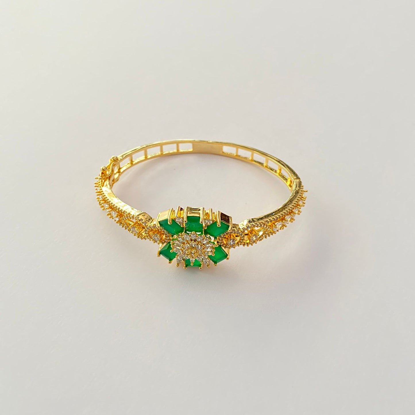Gold Plated Green Flower Bracelet