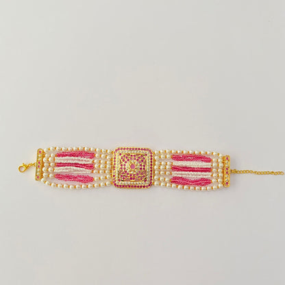 Gold Plated Ruby Jadau Bracelet