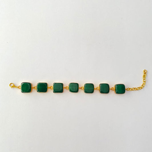 Gold Plated Green Stone Bracelet
