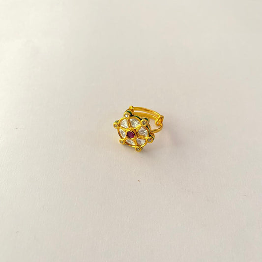 Gold Plated Kundan Ring
