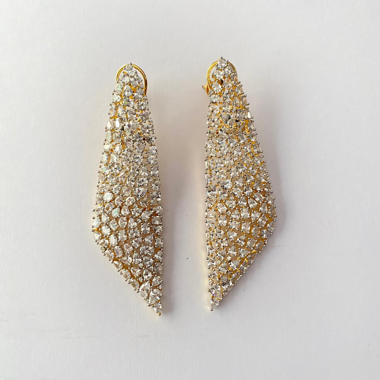 Diamond Gold Plated Long Dangler Earring