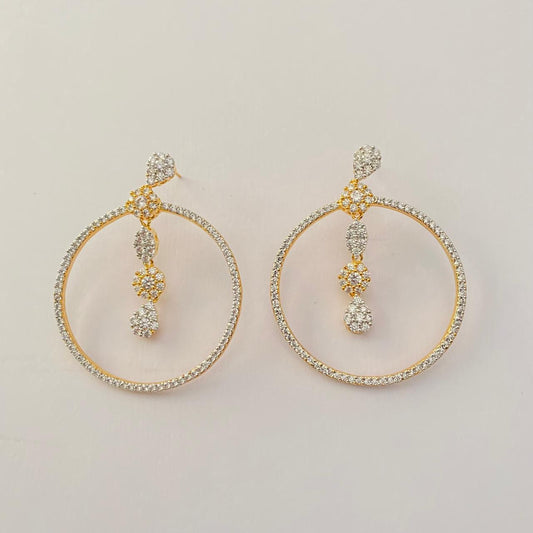 Diamond Gold Plated Chandbali Design Earring