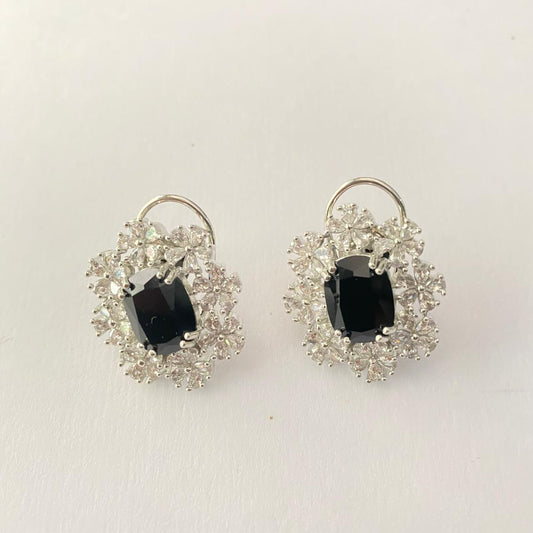 Black Silver Plated Diamond Stud