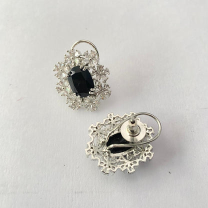 Black Silver Plated Diamond Stud