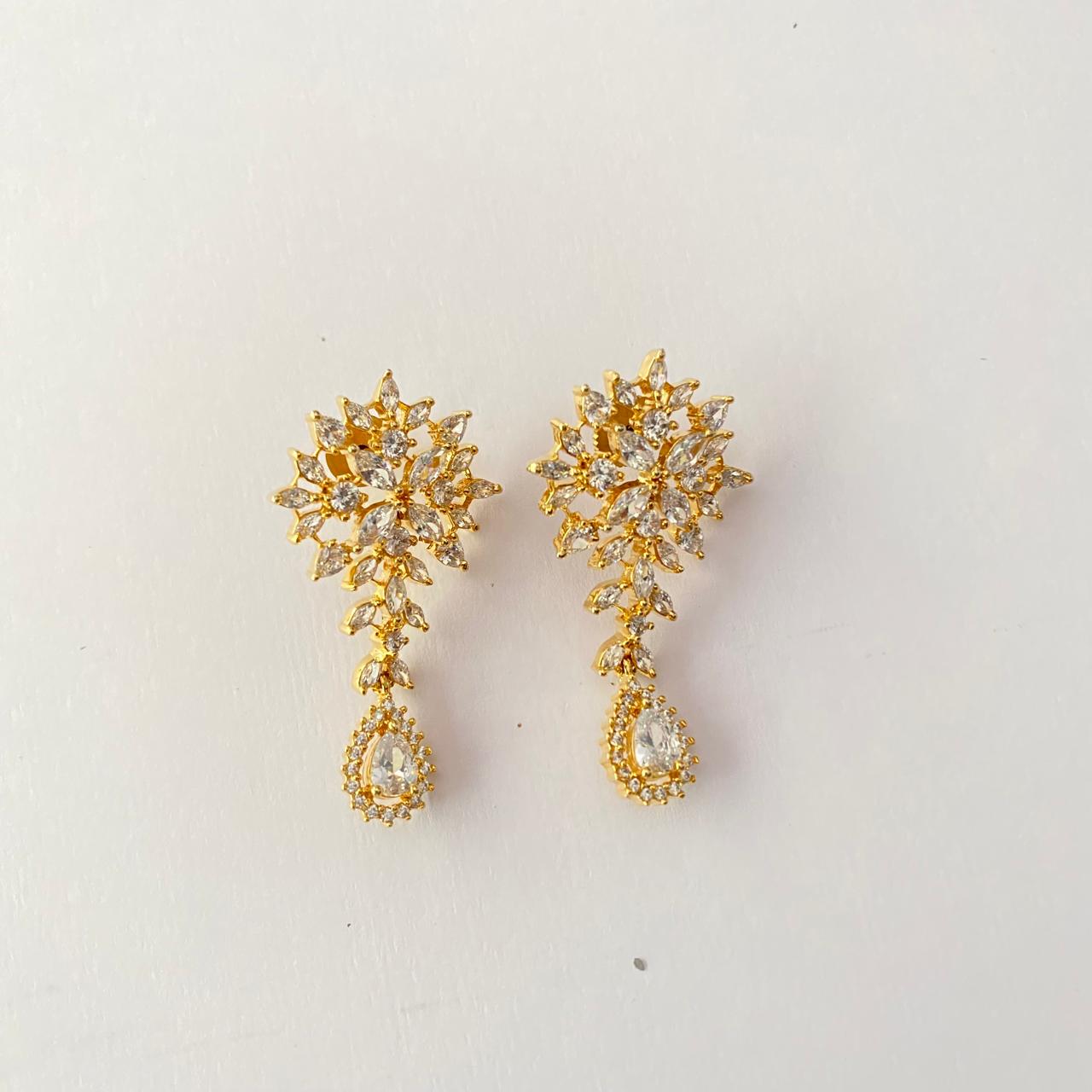 Diamond Gold Plated Drop Earring