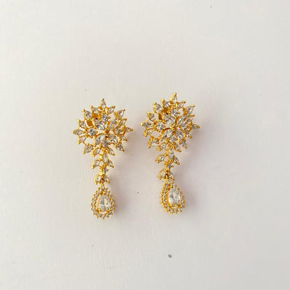 Diamond Gold Plated Drop Earring