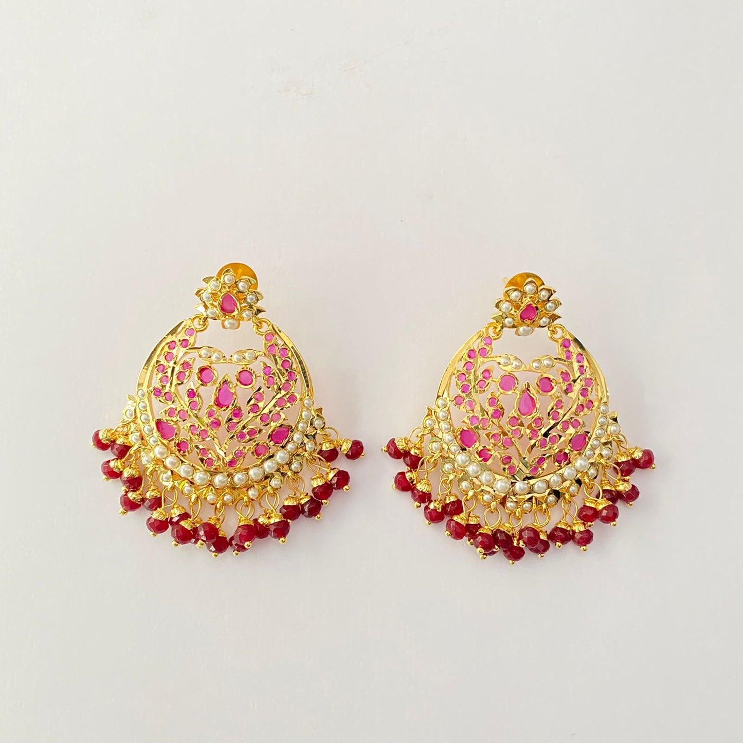 Ruby Gold Plated Jadau Earring