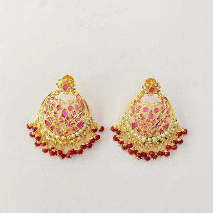 Ruby Gold Plated Jadau Earring