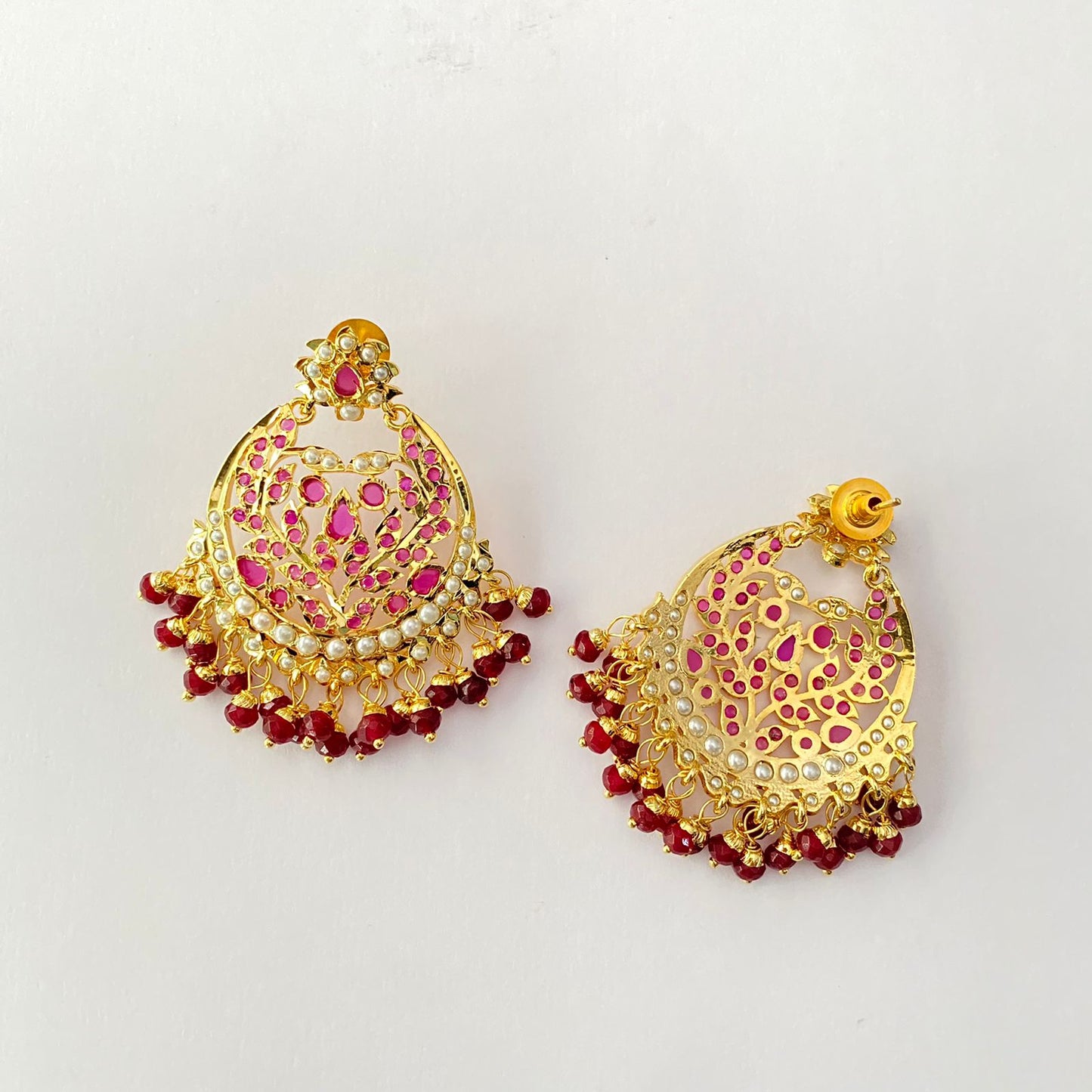 Ruby Gold Plated Jadau Earring