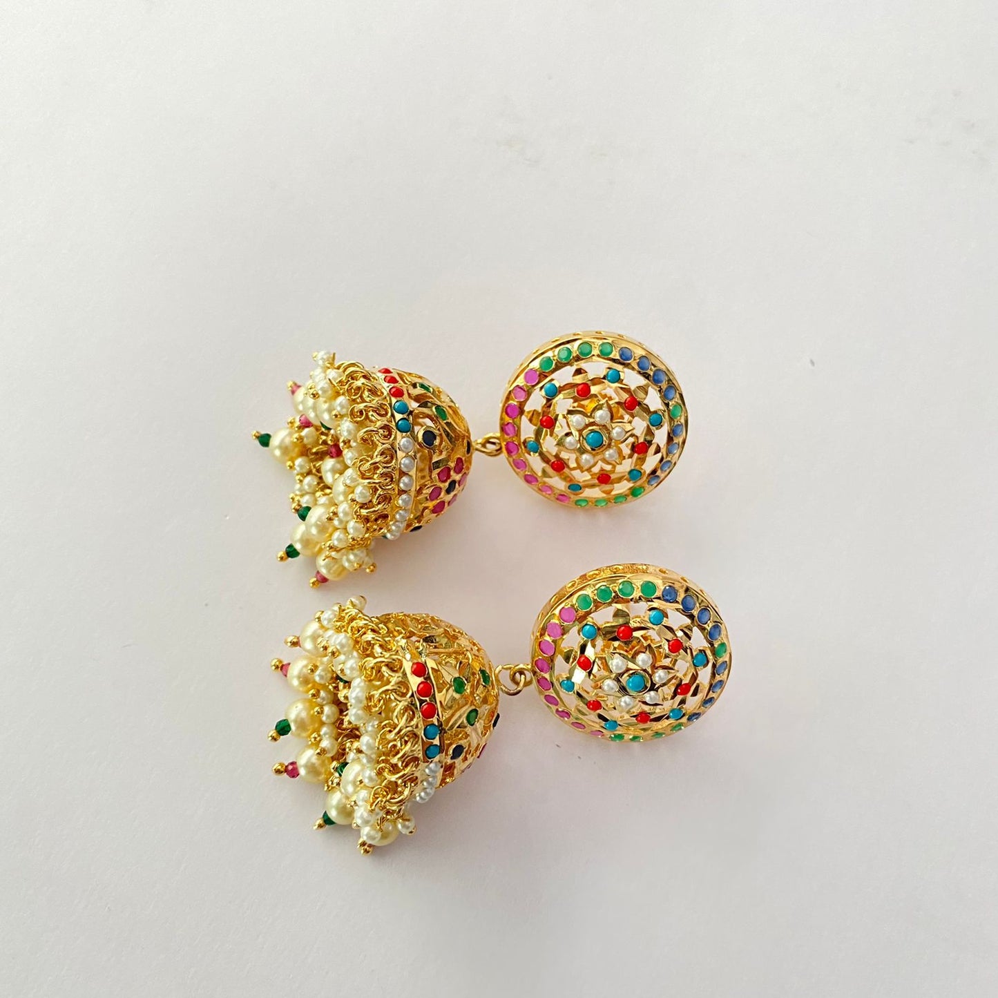 Gold Plated Multi Jadau Jhumka