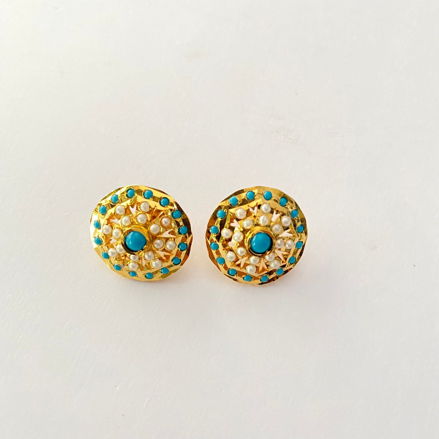 Jadau Gold Plated Firoza Stud